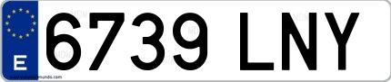 Ejemplo de matrícula española 6739 LNY