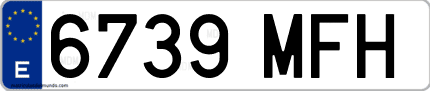 Ejemplo de matrícula de coche ordinaria 6739 MFH