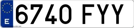 Ejemplo de matrícula española 6740 FYY