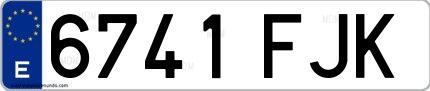 Ejemplo de matrícula española 6741 FJK