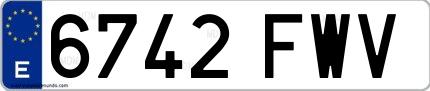 Ejemplo de matrícula española 6742 FWV