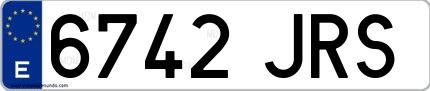 Ejemplo de matrícula española 6742 JRS