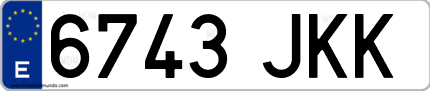 Ejemplo de matrícula de coche ordinaria 6743 JKK