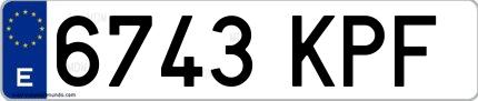 Ejemplo de matrícula española 6743 KPF