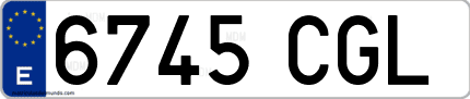 Ejemplo de matrícula de coche ordinaria 6745 CGL