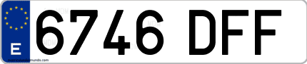 Ejemplo de matrícula de coche ordinaria 6746 DFF