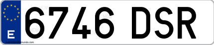 Ejemplo de matrícula de coche ordinaria 6746 DSR