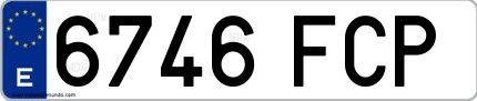 Ejemplo de matrícula española 6746 FCP