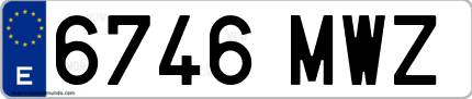 Ejemplo de matrícula de coche ordinaria 6746 MWZ