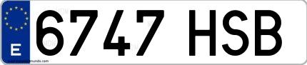 Ejemplo de matrícula española 6747 HSB