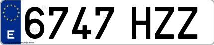 Ejemplo de matrícula española 6747 HZZ