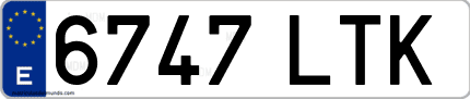 Ejemplo de matrícula de coche ordinaria 6747 LTK