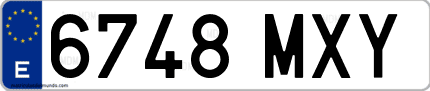 Ejemplo de matrícula de coche ordinaria 6748 MXY