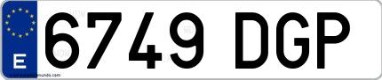 Ejemplo de matrícula española 6749 DGP