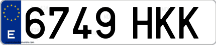 Ejemplo de matrícula de coche ordinaria 6749 HKK
