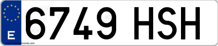 Ejemplo de matrícula de coche ordinaria 6749 HSH