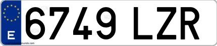 Ejemplo de matrícula española 6749 LZR