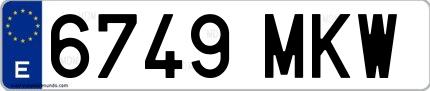 Ejemplo de matrícula española 6749 MKW