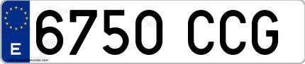Ejemplo de matrícula española 6750 CCG
