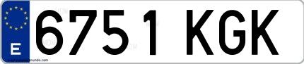 Ejemplo de matrícula española 6751 KGK