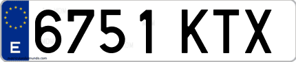 Ejemplo de matrícula de coche ordinaria 6751 KTX