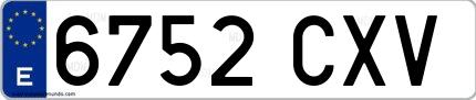 Ejemplo de matrícula española 6752 CXV