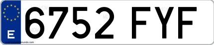 Ejemplo de matrícula española 6752 FYF