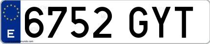 Ejemplo de matrícula española 6752 GYT