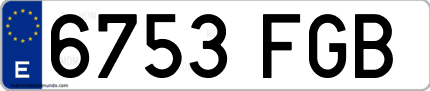 Ejemplo de matrícula de coche ordinaria 6753 FGB