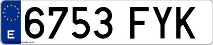 Ejemplo de matrícula española 6753 FYK