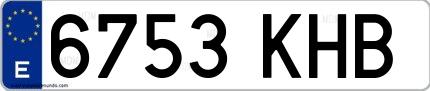 Ejemplo de matrícula española 6753 KHB