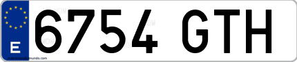 Ejemplo de matrícula de coche ordinaria 6754 GTH