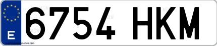 Ejemplo de matrícula española 6754 HKM