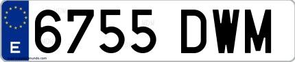 Ejemplo de matrícula española 6755 DWM