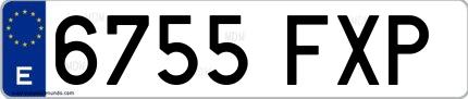 Ejemplo de matrícula española 6755 FXP