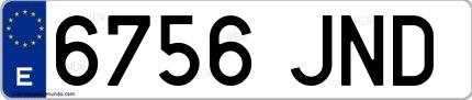 Ejemplo de matrícula española 6756 JND