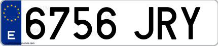 Ejemplo de matrícula española 6756 JRY