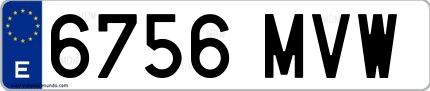 Ejemplo de matrícula española 6756 MVW