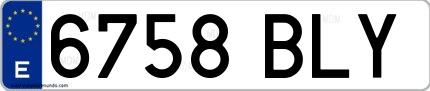Ejemplo de matrícula española 6758 BLY