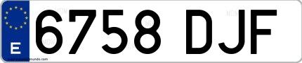 Ejemplo de matrícula española 6758 DJF