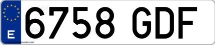 Ejemplo de matrícula española 6758 GDF