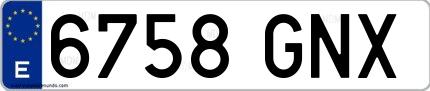 Ejemplo de matrícula española 6758 GNX