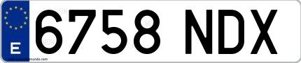 Ejemplo de matrícula española 6758 NDX