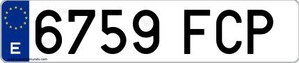 Ejemplo de matrícula española 6759 FCP