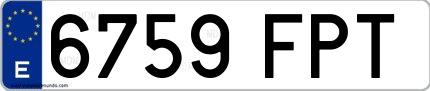 Ejemplo de matrícula española 6759 FPT