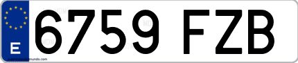 Ejemplo de matrícula de coche ordinaria 6759 FZB