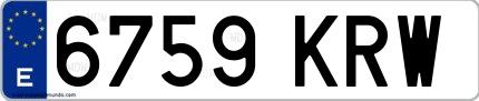 Ejemplo de matrícula española 6759 KRW
