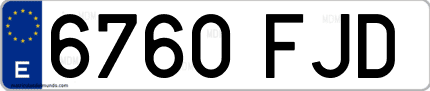 Ejemplo de matrícula de coche ordinaria 6760 FJD
