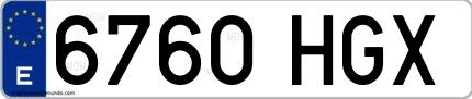 Ejemplo de matrícula española 6760 HGX