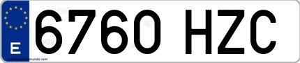 Ejemplo de matrícula española 6760 HZC